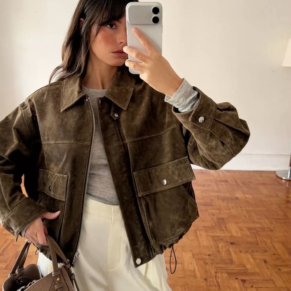 Zara Jackets & Blazers - ZARA 100% LEATHER BOMBER JACKET